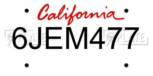 6JEM477 California License Plate
