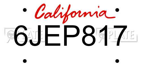 6JEP817 California License Plate