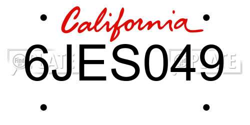 6JES049 California License Plate