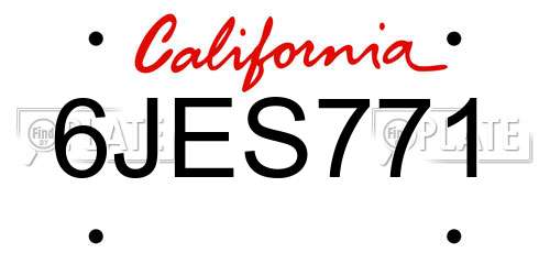 6JES771 California License Plate