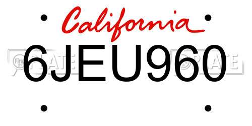 6JEU960 California License Plate