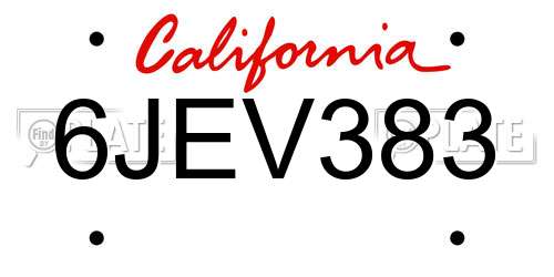 6JEV383 California License Plate