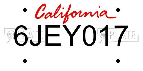 6JEY017 California License Plate