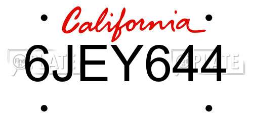 6JEY644 California License Plate