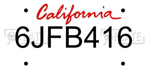 6JFB416 California License Plate