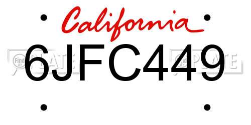 6JFC449 California License Plate