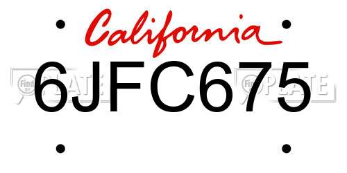 6JFC675 California License Plate