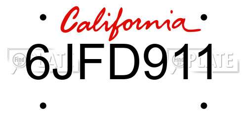 6JFD911 California License Plate
