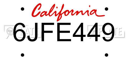 6JFE449 California License Plate