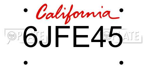 6JFE45 California License Plate