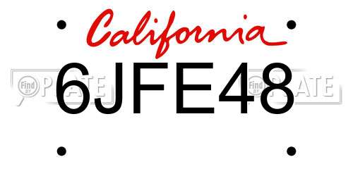 6JFE48 California License Plate