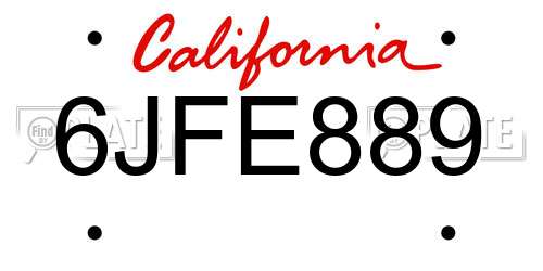 6JFE889 California License Plate