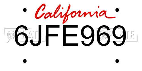 6JFE969 California License Plate