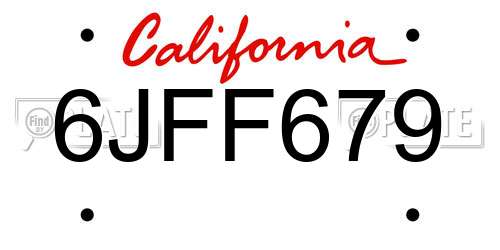 6JFF679 California License Plate