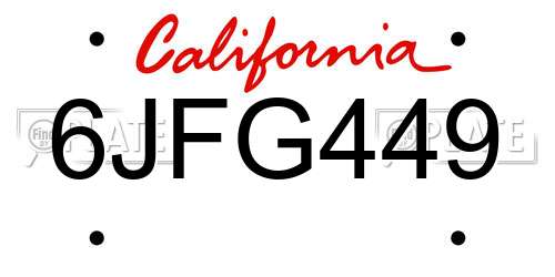 6JFG449 California License Plate