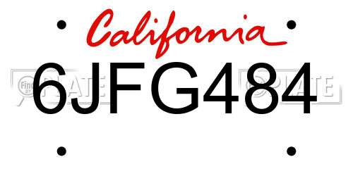 6JFG484 California License Plate