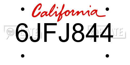 6JFJ844 California License Plate