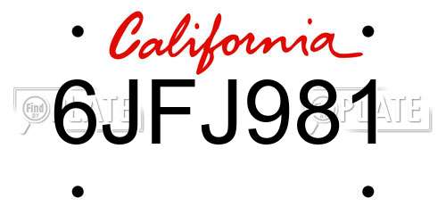 6JFJ981 California License Plate