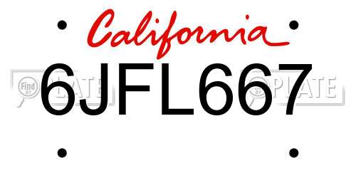 6JFL667 California License Plate