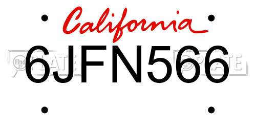 6JFN566 California License Plate