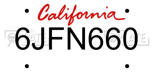 6JFN660 California License Plate