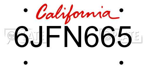 6JFN665 California License Plate