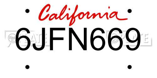 6JFN669 California License Plate