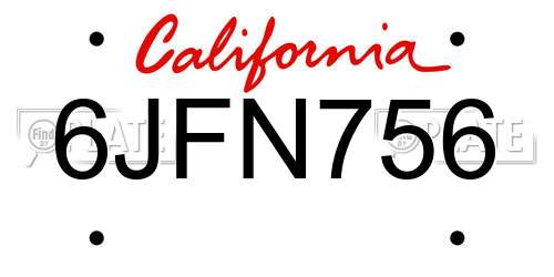 6JFN756 California License Plate