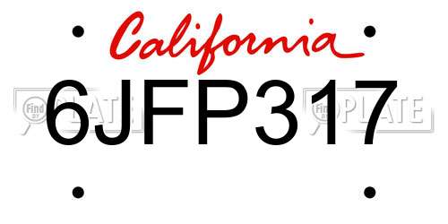 6JFP317 California License Plate