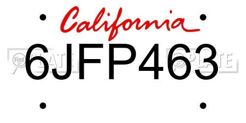 6JFP463 California License Plate