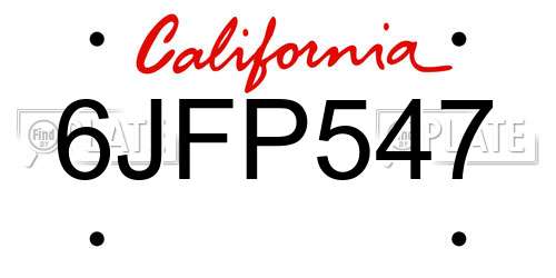 6JFP547 California License Plate