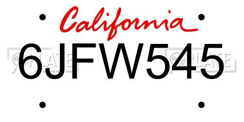 6JFW545 California License Plate