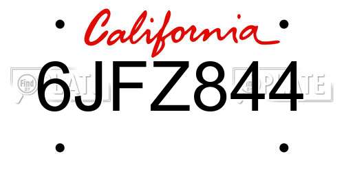 6JFZ844 California License Plate