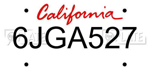 6JGA527 California License Plate