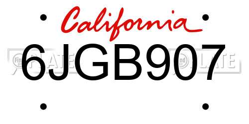 6JGB907 California License Plate