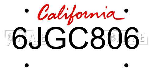 6JGC806 California License Plate