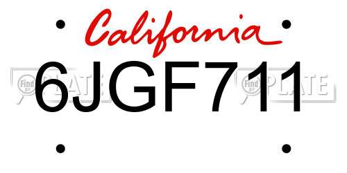 6JGF711 California License Plate