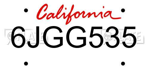 6JGG535 California License Plate