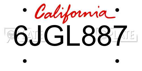 6JGL887 California License Plate