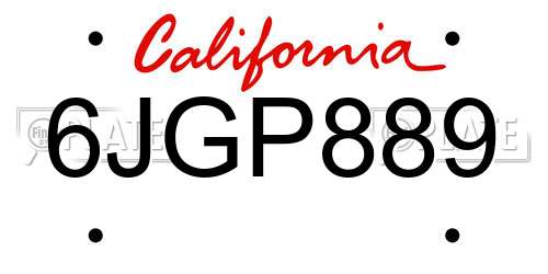 6JGP889 California License Plate