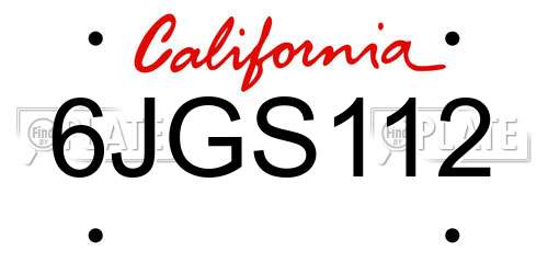 6JGS112 California License Plate
