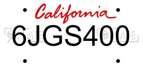 6JGS400 California License Plate