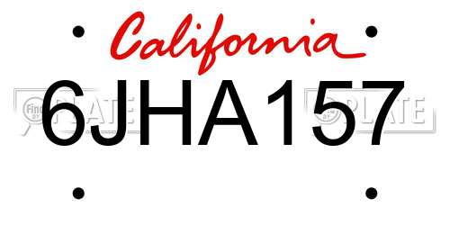 6JHA157 California License Plate