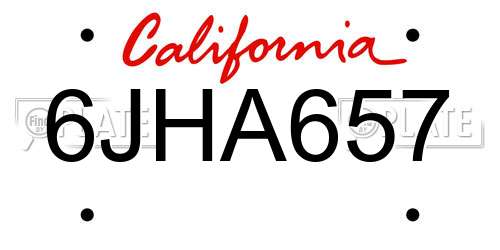 6JHA657 California License Plate