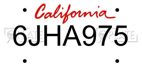 6JHA975 California License Plate