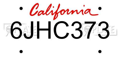 6JHC373 California License Plate