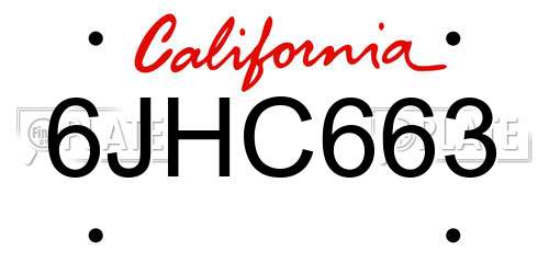 6JHC663 California License Plate