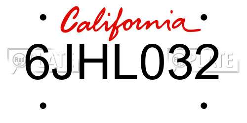 6JHL032 California License Plate
