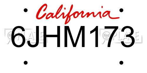 6JHM173 California License Plate
