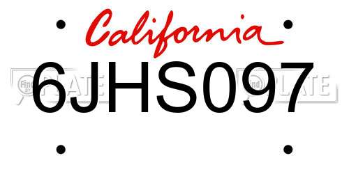 6JHS097 California License Plate